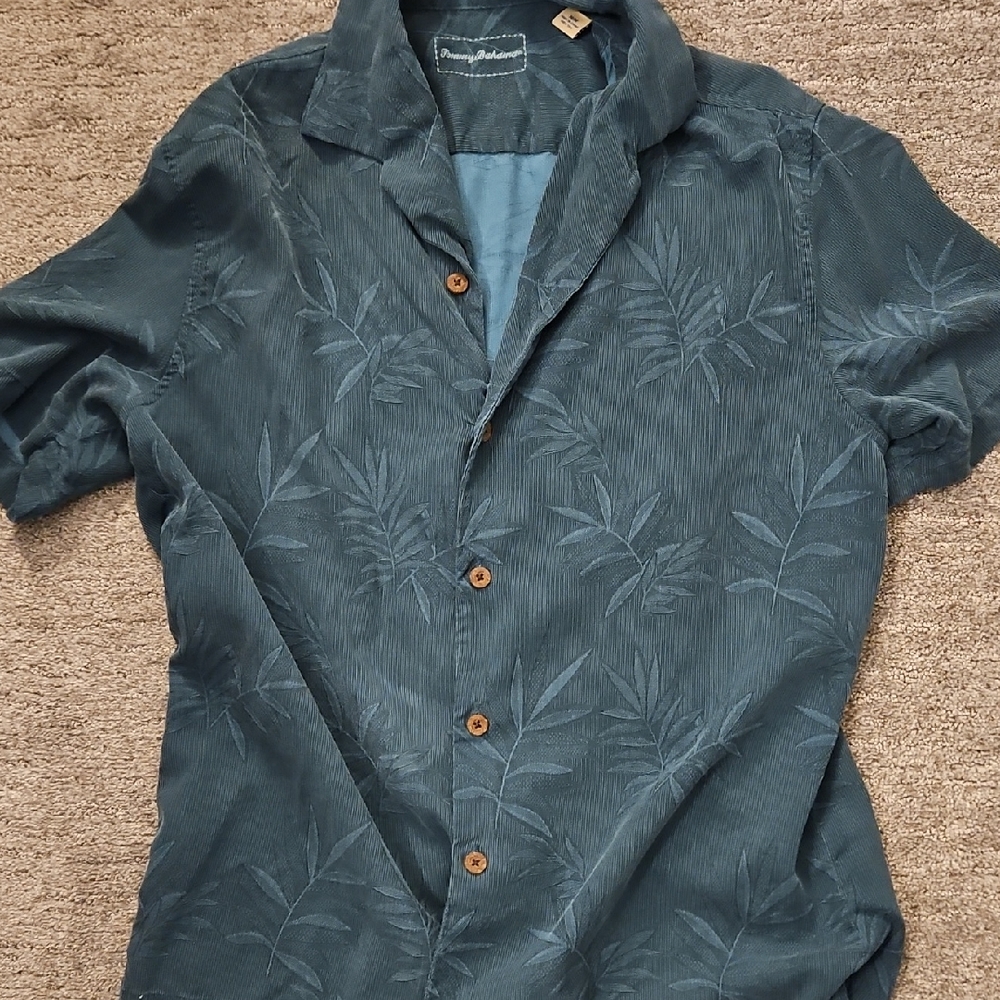 Tommy Bahama Gray Leaf Pattern Shirt